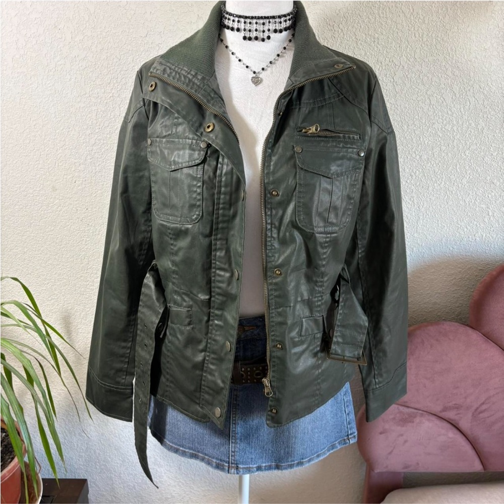 Y2K Miss London Dark Green Utility Jacket - Picture 6 of 8